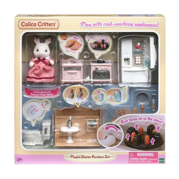 Calico Critters Playful Starter Furniture Set With Figure And Working Appliances