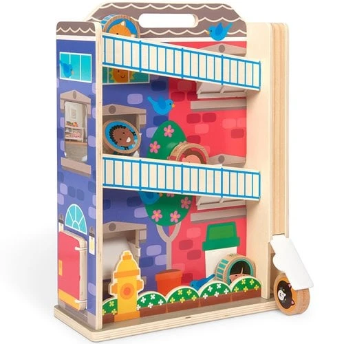 Go Tots Wooden Town House Tumble Set With 3 Disks For Ages 1+