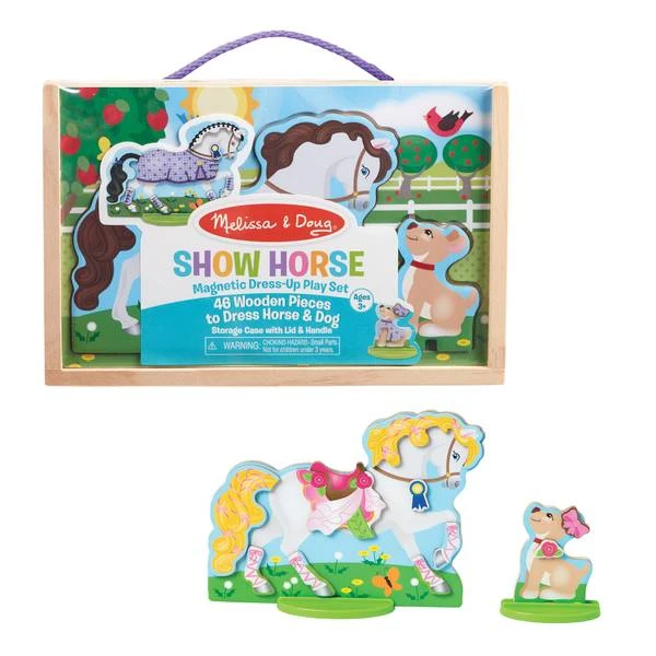 Melissa and Doug Show Horse And Dog Magnetic Dress-Up Wooden Figures Pretend Play Set