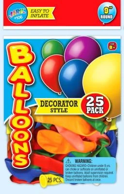 Ja Ru 106 5.75 x 9 in. Decorator Style Round Balloons Pack of 25