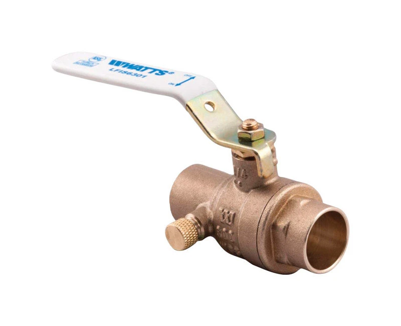 1/2 In. Brass Solder Ball Valve With Drain Full Port - Model 123628