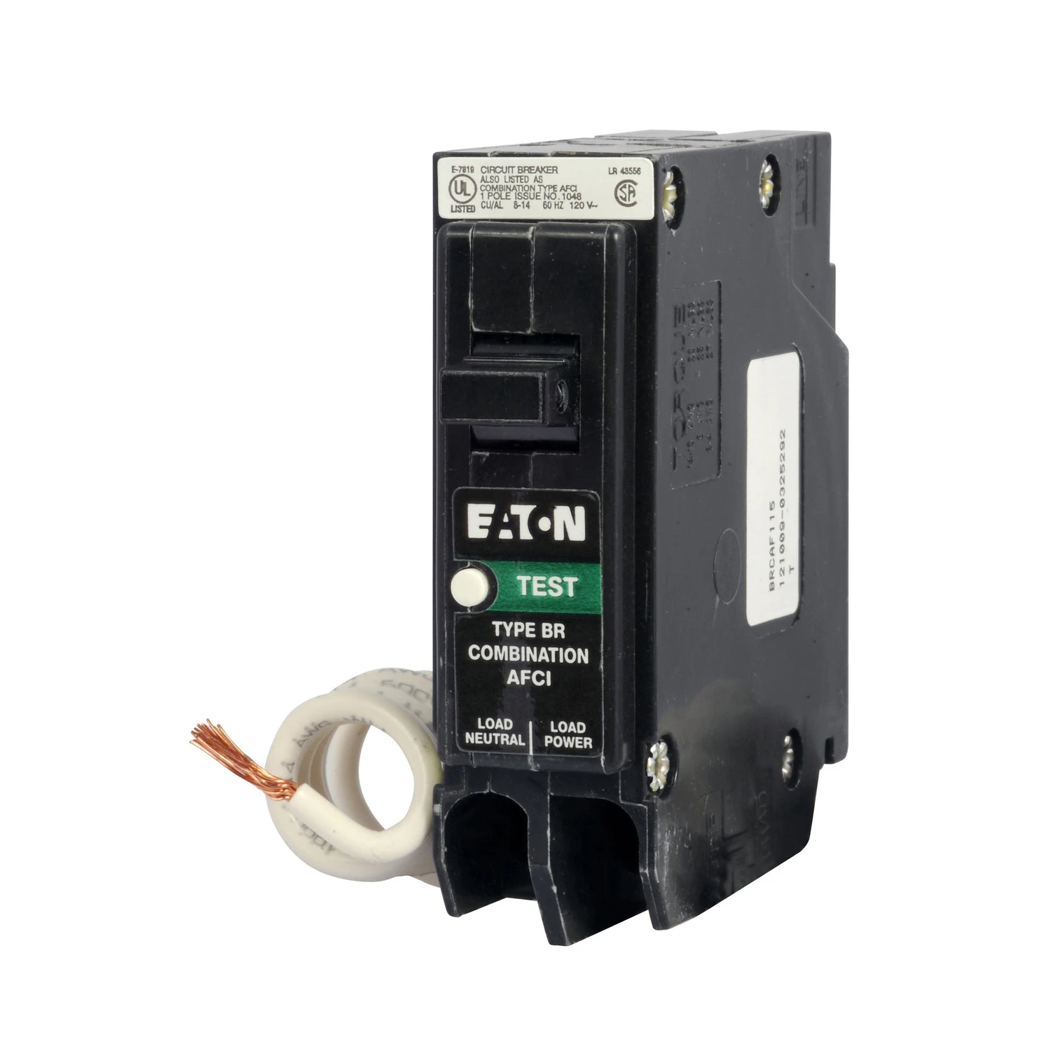 20 Amp Single Pole Combination Arc Fault Circuit Breaker Model Brcaf120cs
