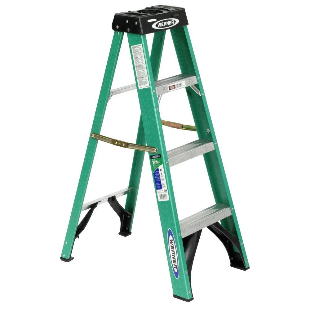 4-ft Fiberglass Step Ladder, Type Ii, 225 Lbs Load Capacity, Model Fs204