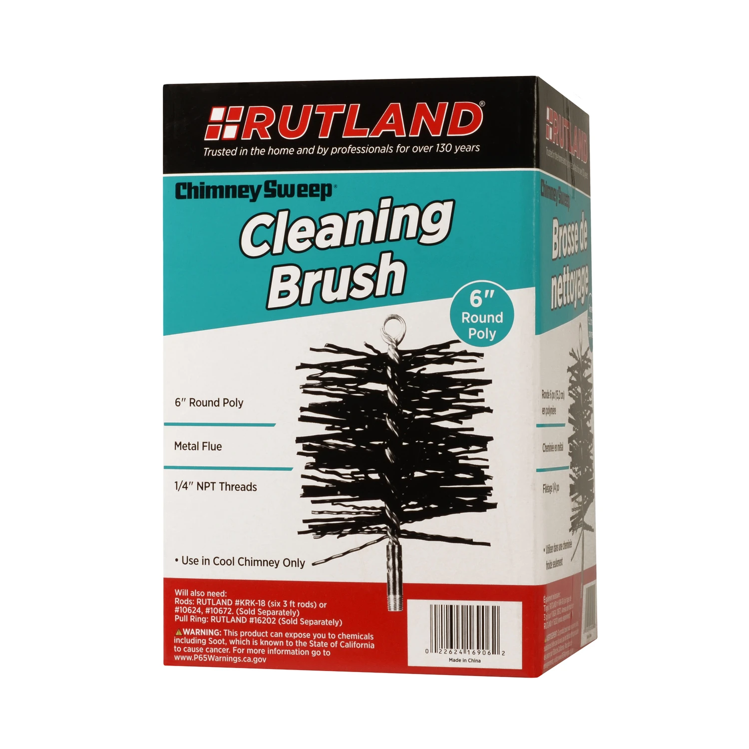 6 In. Round Polypropylene Chimney Sweep Brush For Insulated Metal Chimneys