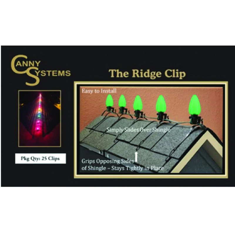 Ridge Clip Light Hanging Clips 25 Pk, Model 00022, Outdoor Use