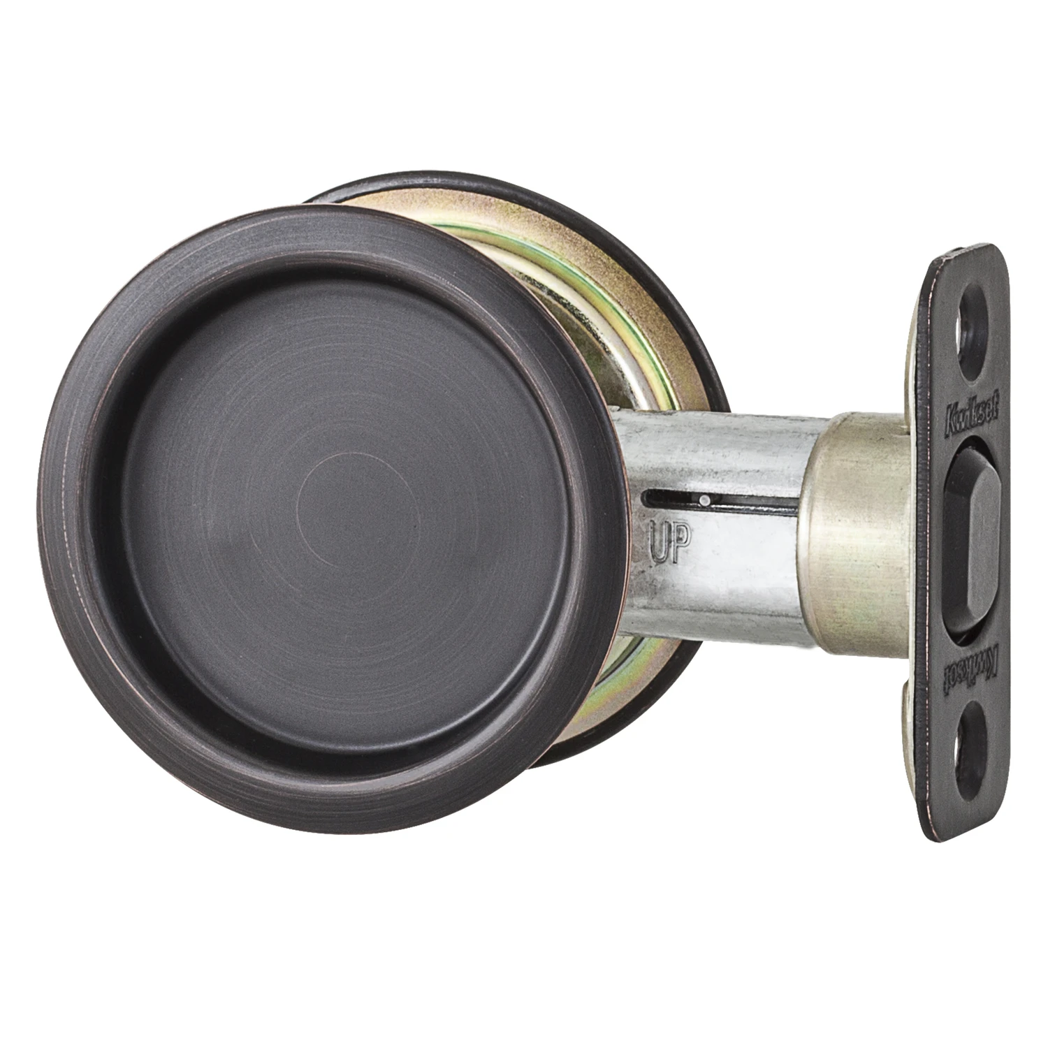 Oil Rubbed Bronze Metal Indoor Round Pocket Door Lock 93340-044