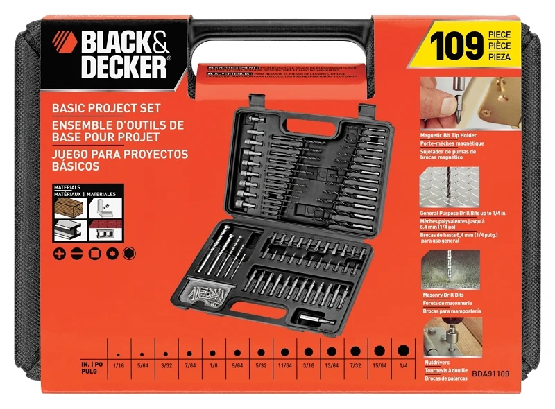 109-piece Combination Drill And Screwdriver Bit Set With Carrying Case