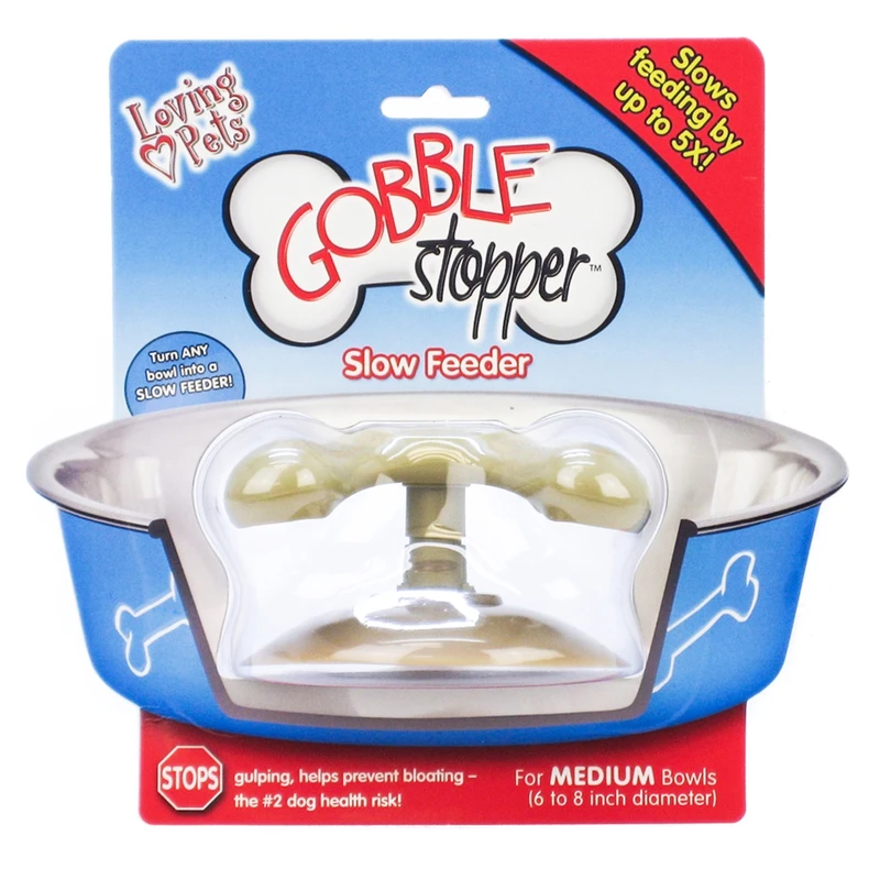 Gobble Stopper Brown Bone Plastic 4 Oz Slow Feeder For Dogs