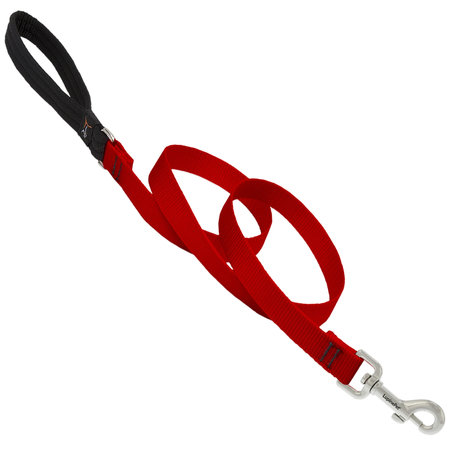 Lupine Pet Basic Solids Red Nylon Dog Leash 6ft 3/4in