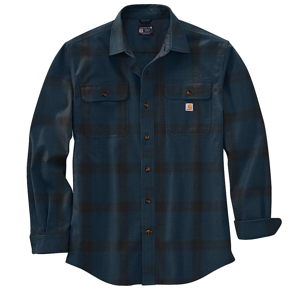 Men's Loose Fit Heavyweight Flannel Long Sleeve Plaid Shirt - Medium Regular - Night Blue