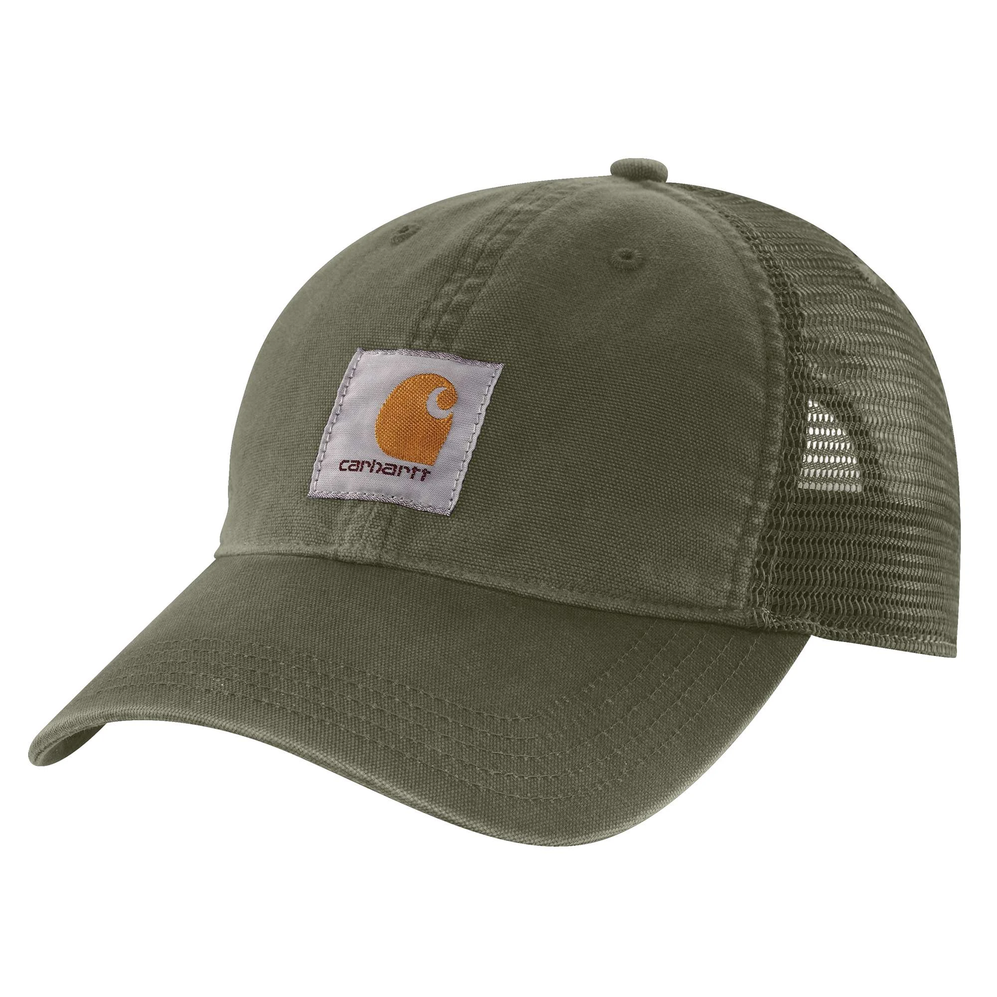 Men's Canvas Mesh-back Cap In Basil - Model Ah0286