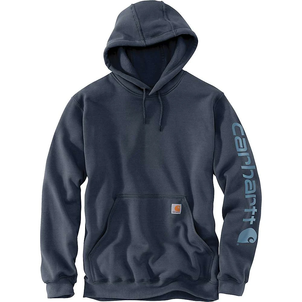 Men's Midweight Signature Sleeve Logo Hooded Sweatshirt - Large Regular - Bluestone