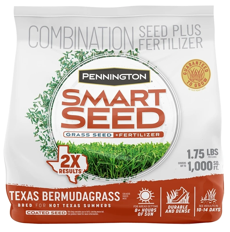 Smart Seed Texas Bermuda Grass Seed And Fertilizer 1.75 Lb For Sunny Lawns