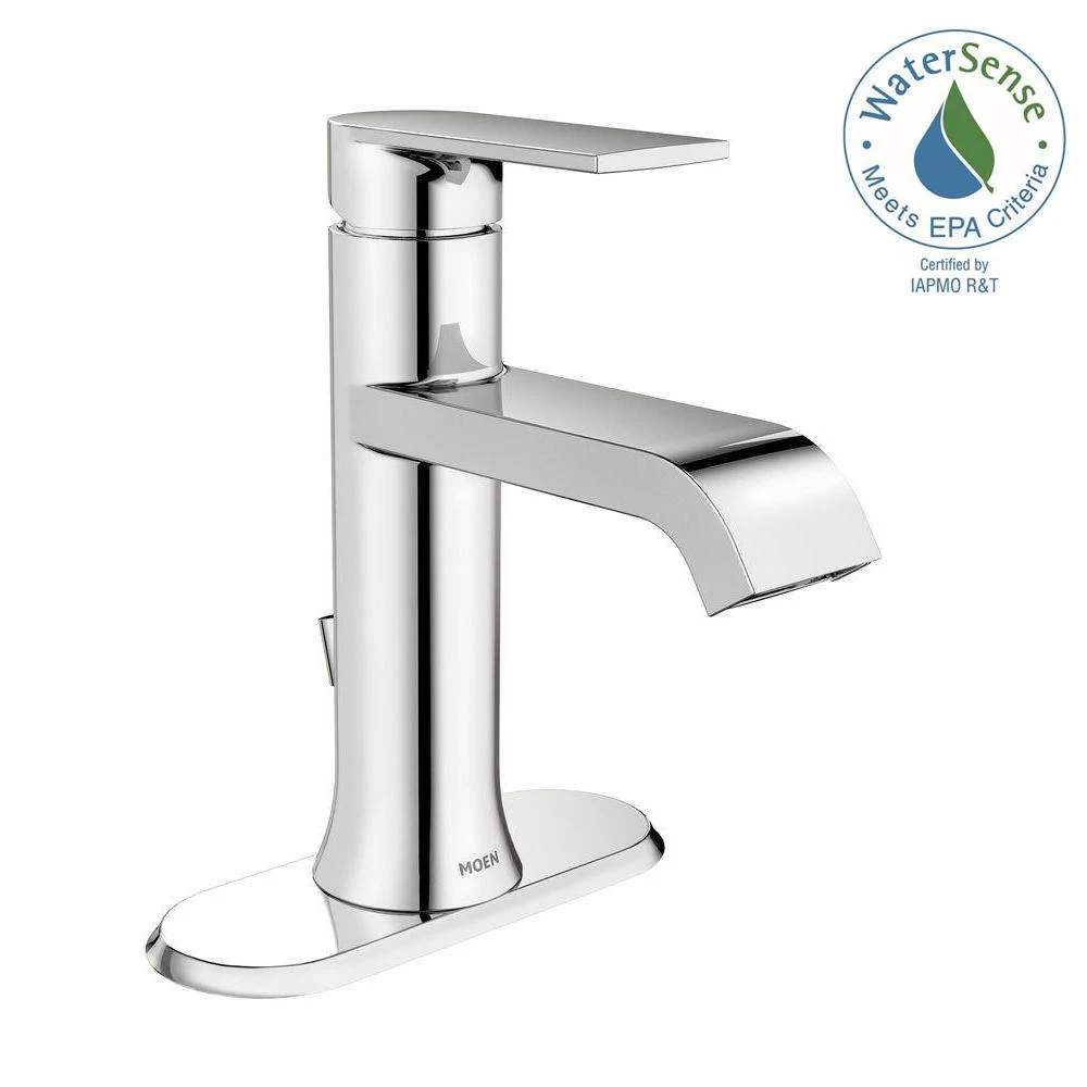 Genta Single Hole Single-handle Bathroom Faucet In Chrome With Deck Plate