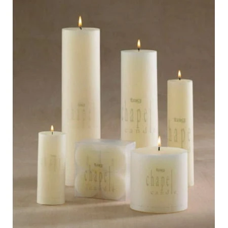 Ivory Pillar Candle with Cotton Wick, 32 Hour Burn Time, 3 Inch by 3 Inch