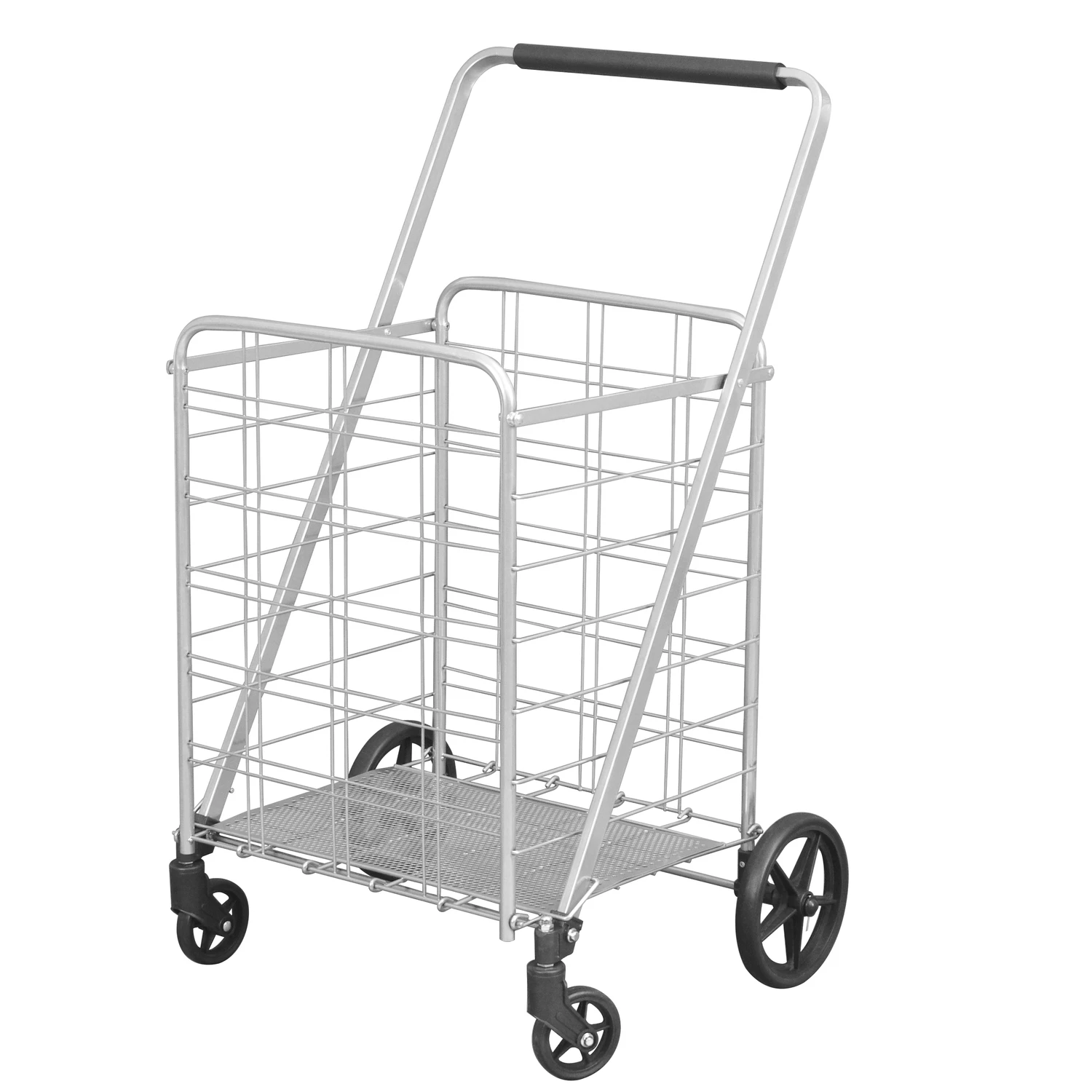 40.6 In. H X 21.5 In. W X 24.8 In. L Silver Collapsible Shopping Cart