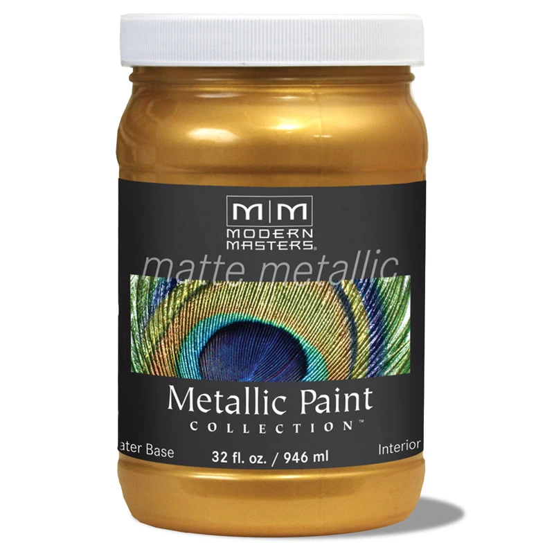 Shimmer Matte Olympic Gold Metallic Paint 1 Quart - Water-based Decorative Finish