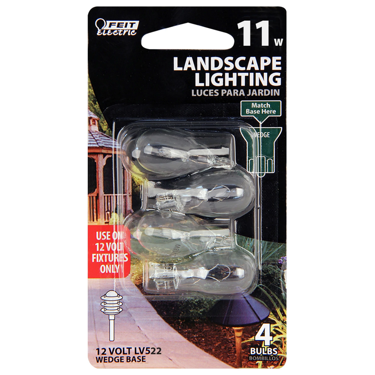 Feit 11 W T5 Landscape and Low Voltage Incandescent Bulb Wedge Soft White 4 pk