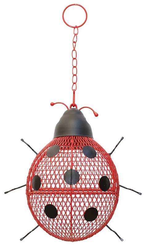 Ladybug Mesh Wild Bird Feeder - All Metal Construction, Holds Up To 6 Pounds Of Seed