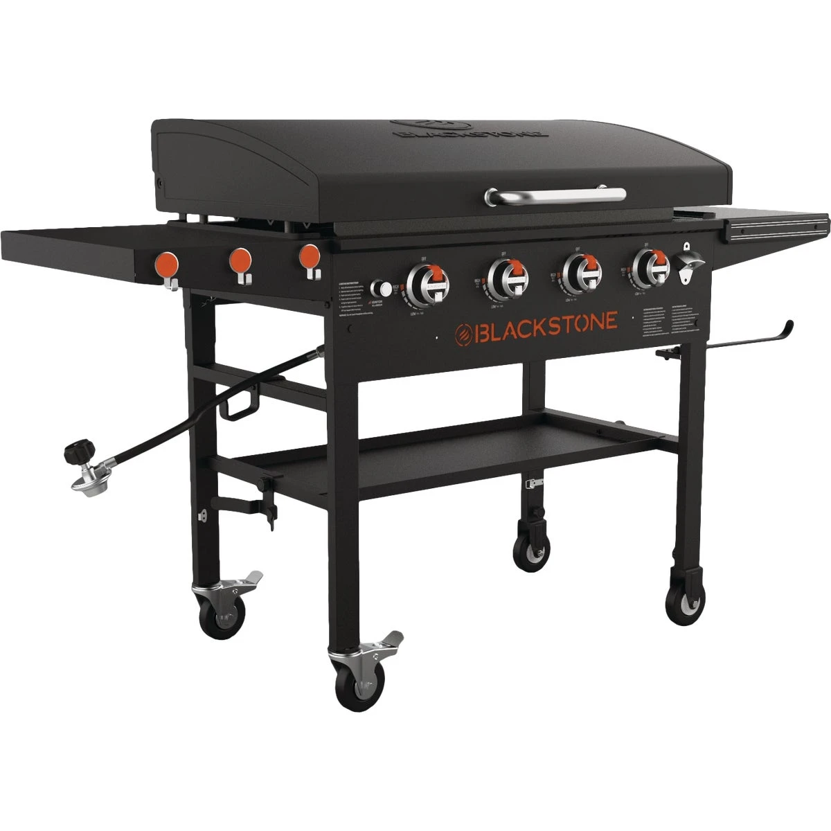 36-inch 4-burner Outdoor Propane Gas Griddle With Hood And Side Shelves