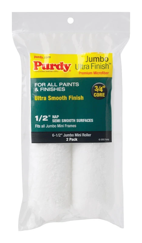 Ultra Finish Jumbo Mini Paint Roller Cover, 6-1/2 x 1/2 In. Nap, 2-Pk.