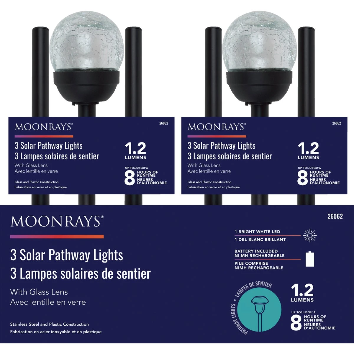 Moonrays Crackle Glass Ball Solar Stake Light (3-Pack)