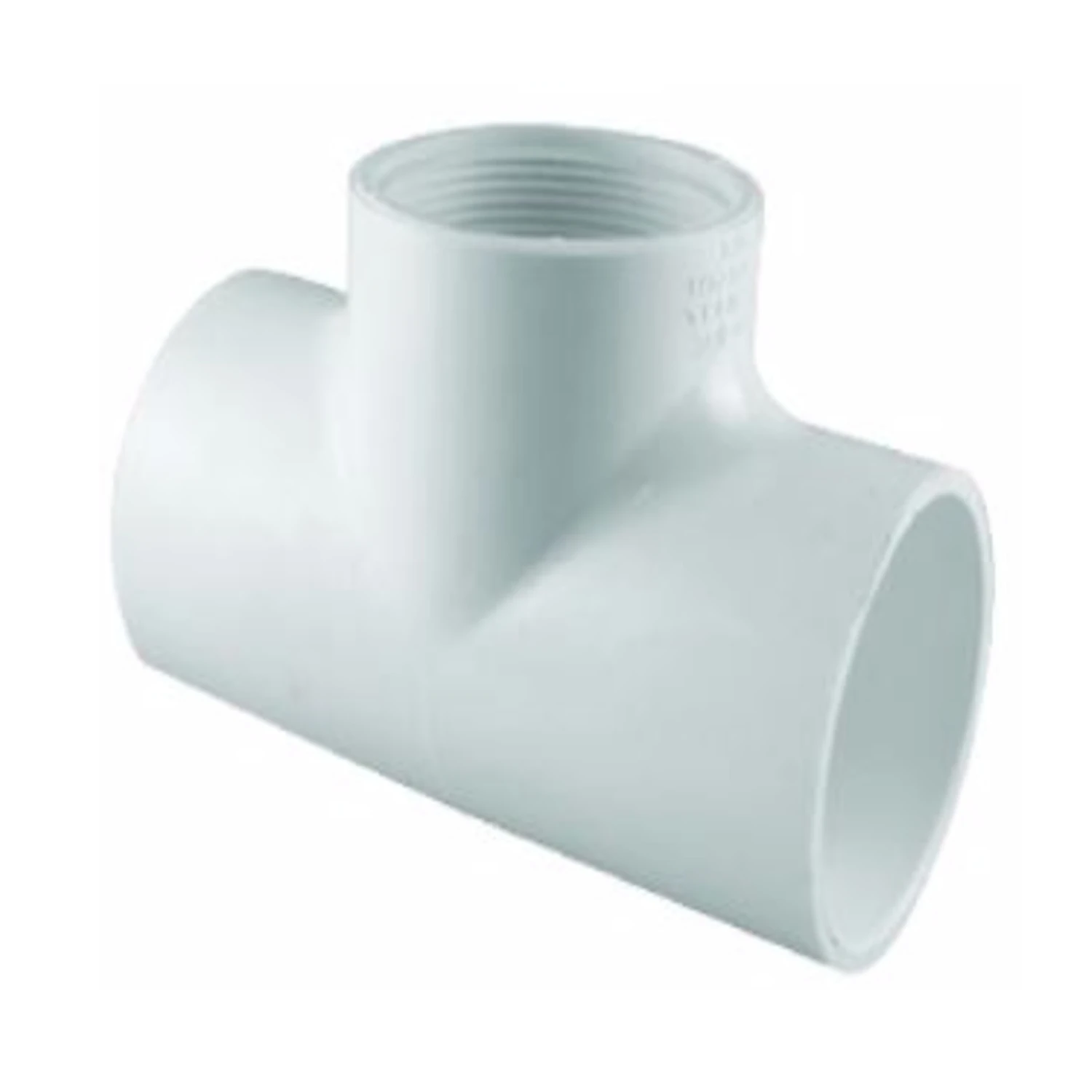 Schedule 40 PVC Pressure Pipe Reducing Tee, White, 2 x 2 x 1 In.
