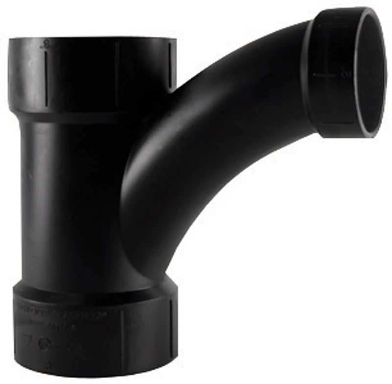 ABS Drain Waste Vent Long Turn Tee Wye Pipe Fitting, 4 Inch by 4 Inch by 2 Inch