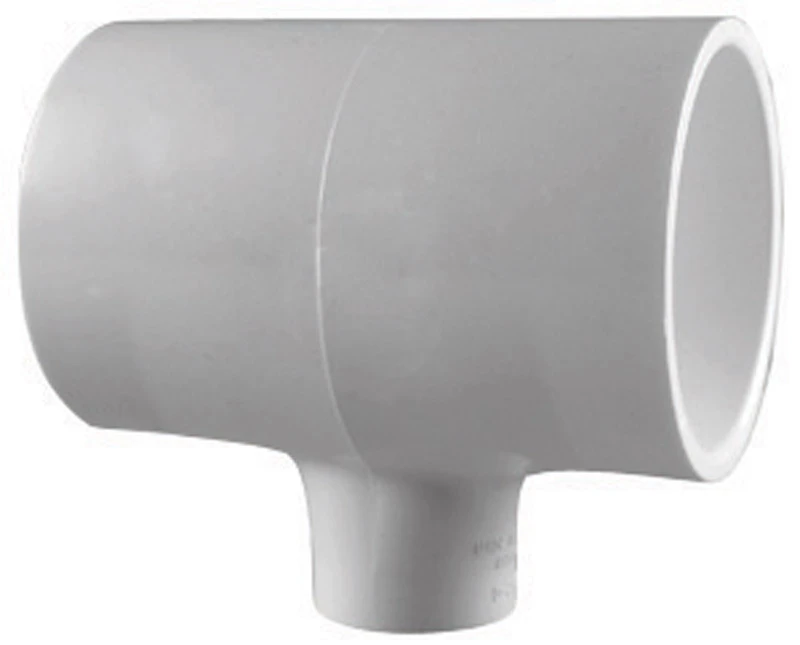 Schedule 40 PVC Pressure Pipe Reducing Tee, White, 3/4 x 3/4 x 1 In.