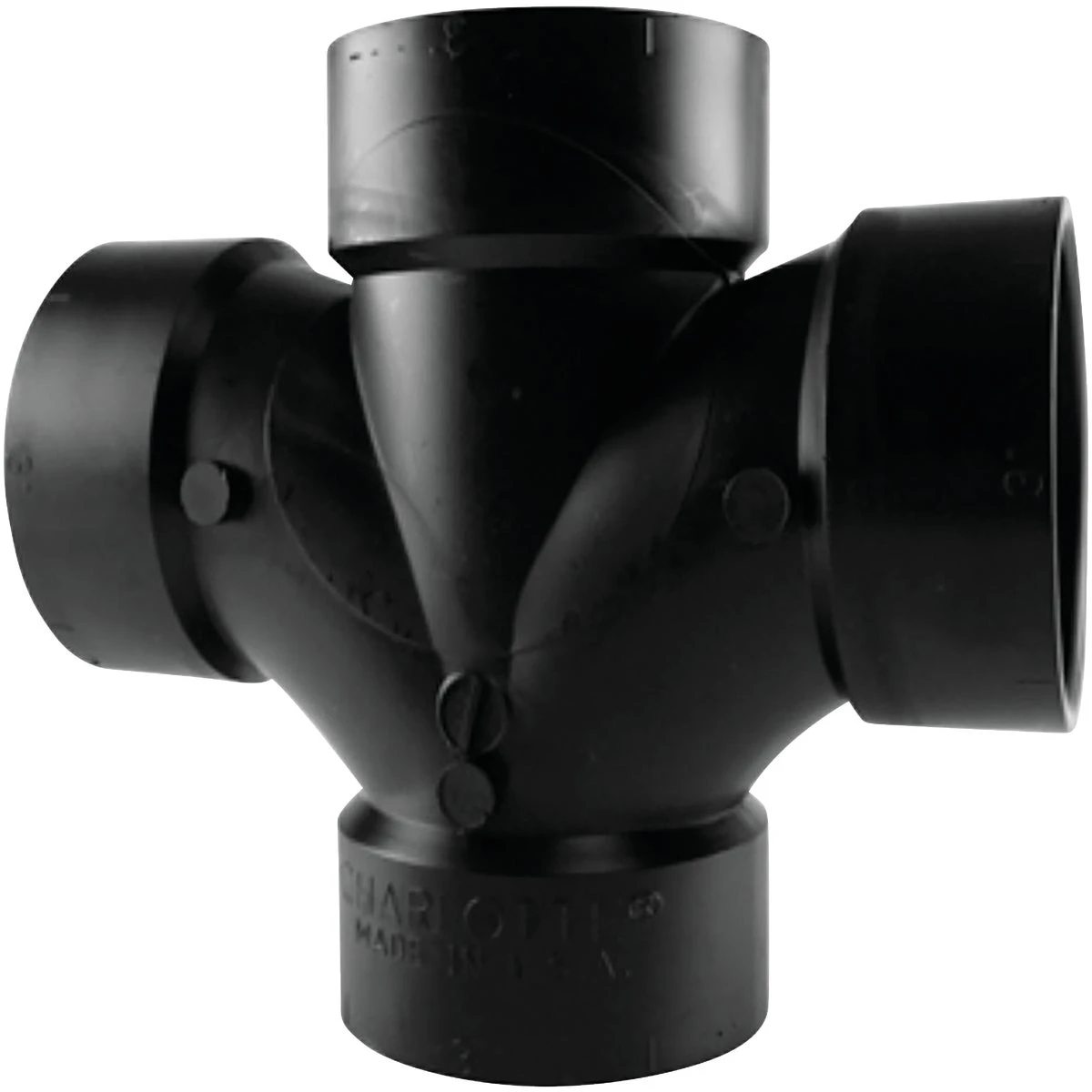 ABS Drain Waste Vent Double Sanitary Tee, Hub by Hub by Hub, 2 Inch
