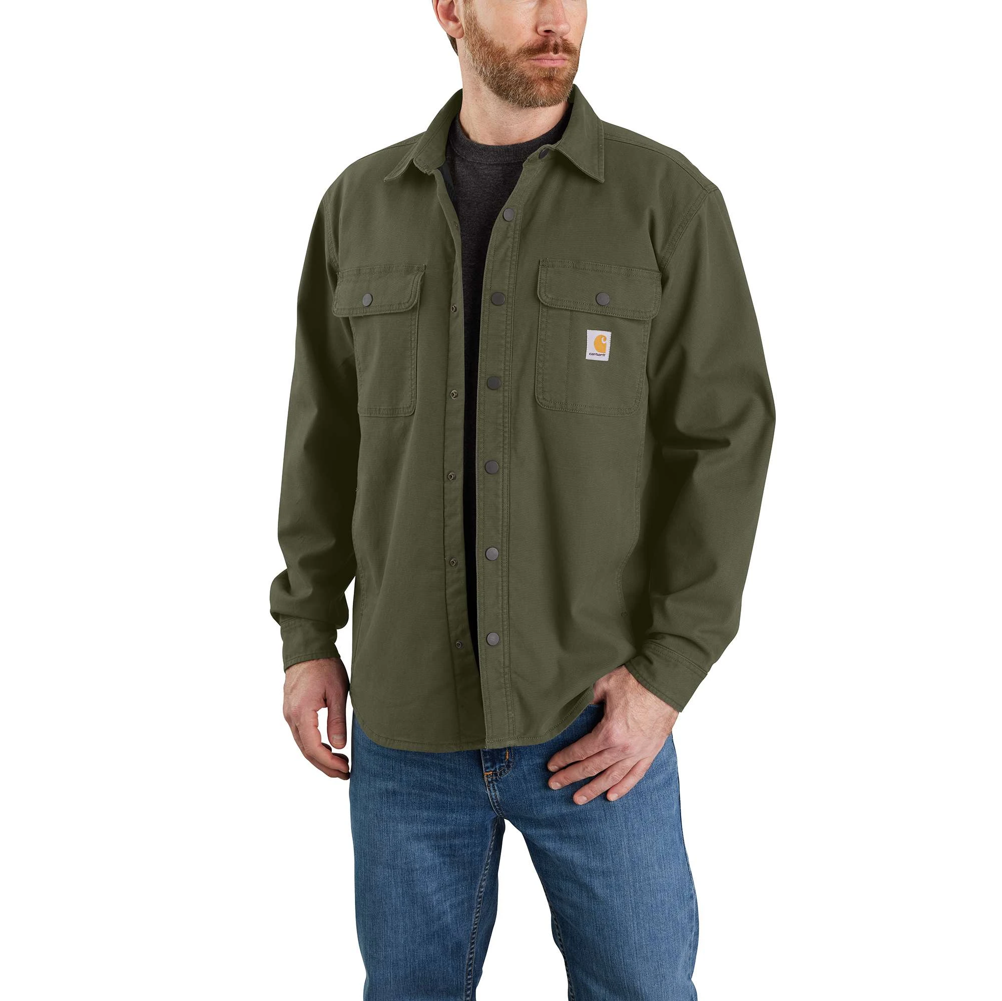 Rugged Flex Relaxed Fit Canvas Fleece-lined Shirt Jac - Large - Basil