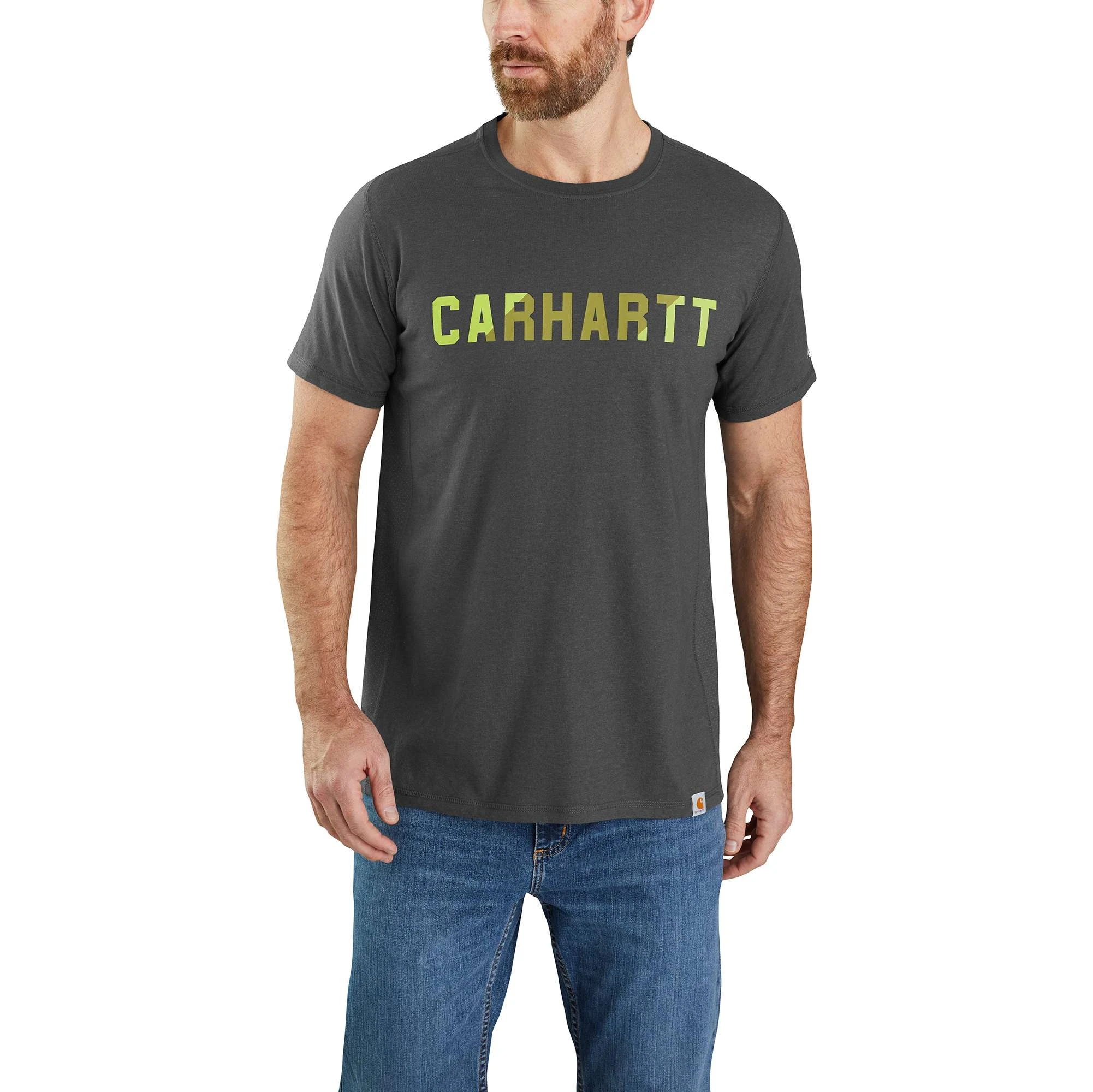 Men's Force Relaxed Fit Midweight Short-sleeve Block Logo Graphic T-shirt - Large