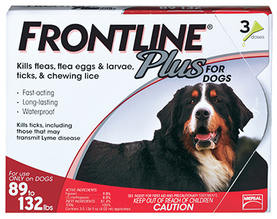 Frontline Plus Liquid Dog Flea and Tick Drops 9.8% Fibronil, 8.8% (S)-methoprene 0.14 oz