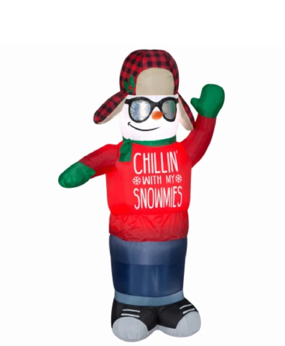 72-Inch Inflatable Snowman Wearing Christmas Sweater, Animated and Illuminated Holiday Decoration