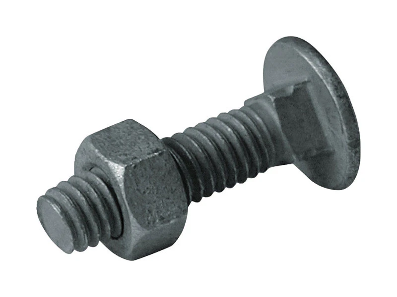 Galvanized Chain Link Fitting Carriage Bolt With Nut, 10-Pk, 3/8 x 2 In.
