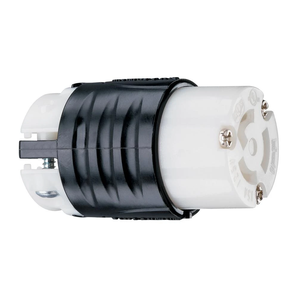Pass and Seymour Locking Connector 15 Amp 125 Volt Black and White