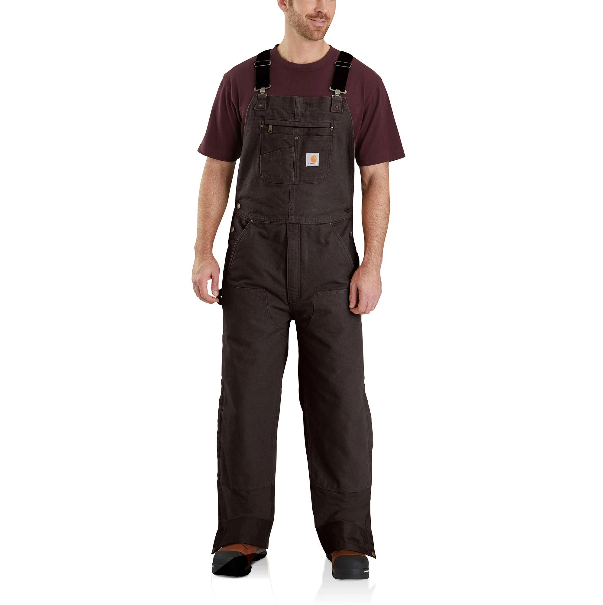 Men's 2xl Dark Brown Insulated Washed Duck Bib Overalls