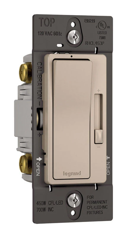 Pass & Seymour LED Dimmer, 3-Way, Single-Pole, Nickel, 450-Watt