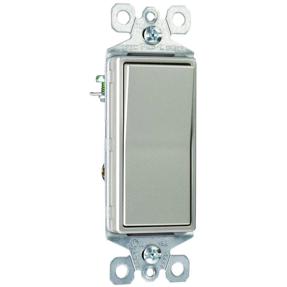 Pass & Seymour Decorator Switch, 3 Way, Nickel Finish