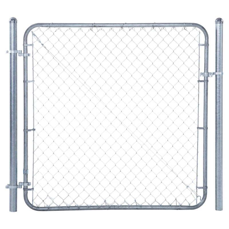 Adjustable 6-Foot Chain Link Fit Right Gate Kit in Silver Metallic Finish