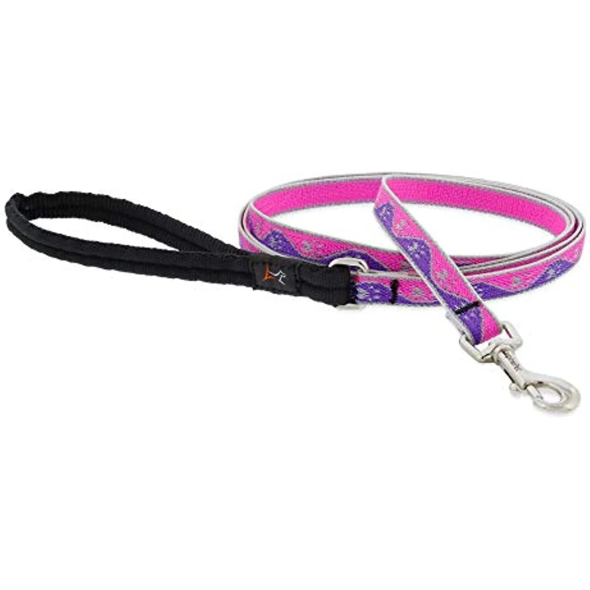Reflective Dog Leash, Pink Paws Pattern, 1/2-inch X 6-feet