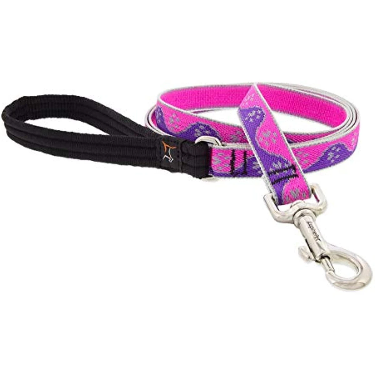 Reflective Dog Leash with Pink Paws Pattern, Three-Quarter Inch by Six Feet