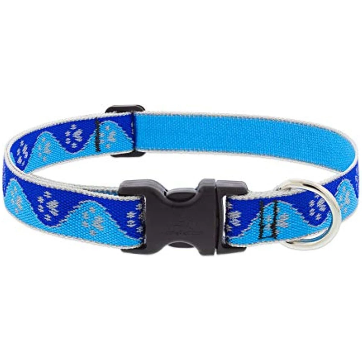 Adjustable Reflective Dog Collar, Blue Paws Pattern, 1 Wide, 12-20 Inch