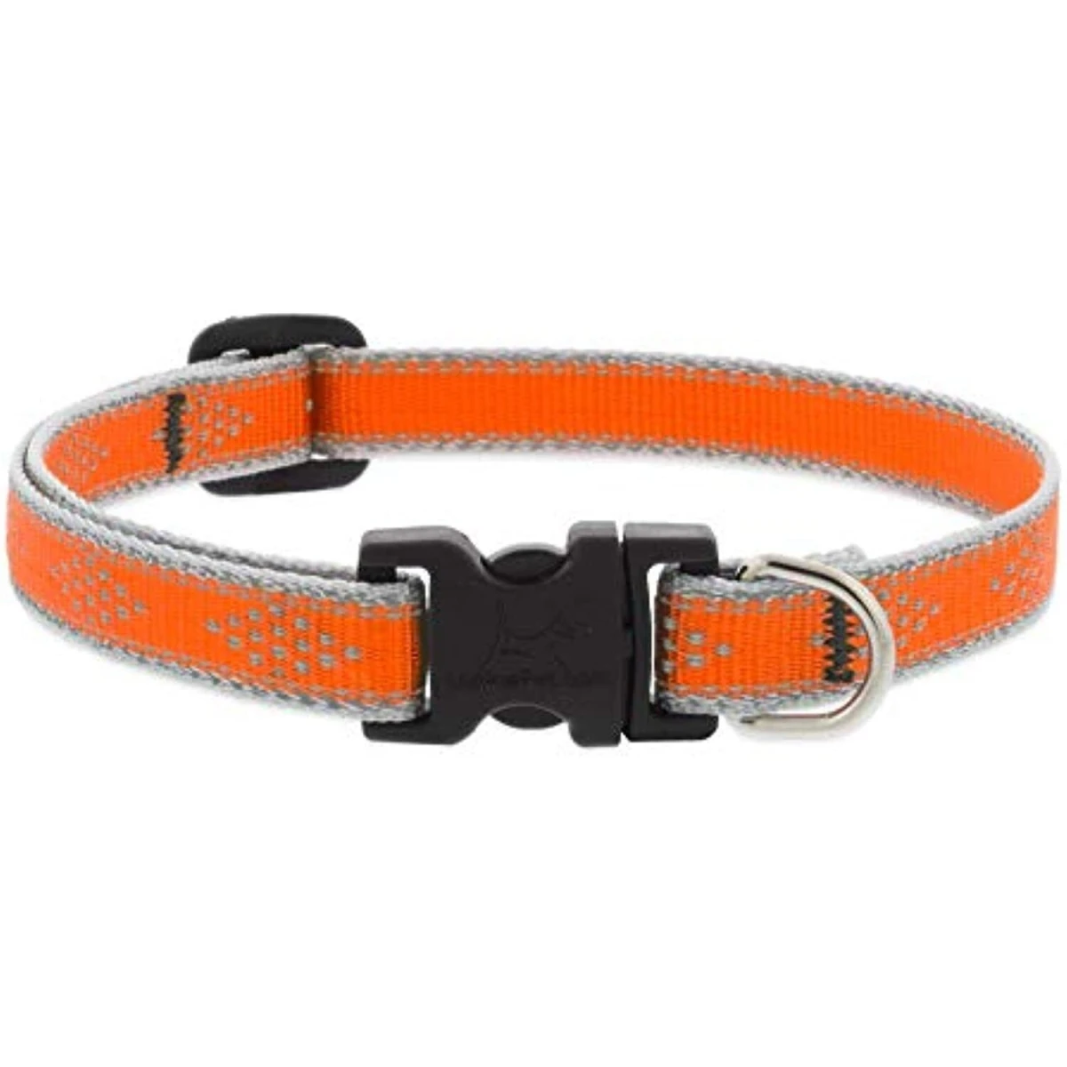 Adjustable Reflective Dog Collar, Orange Diamond Pattern, 1/2 X 10-16-inches