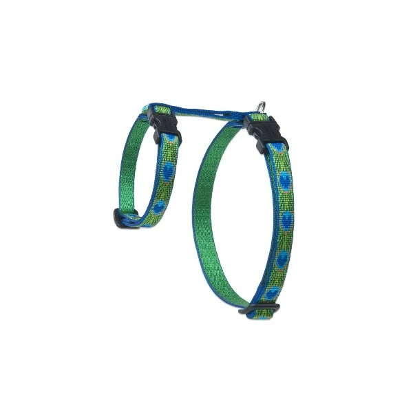 H-style Adjustable Cat Harness, Tail Feathers Pattern, 1/2 X 12-20 Inches