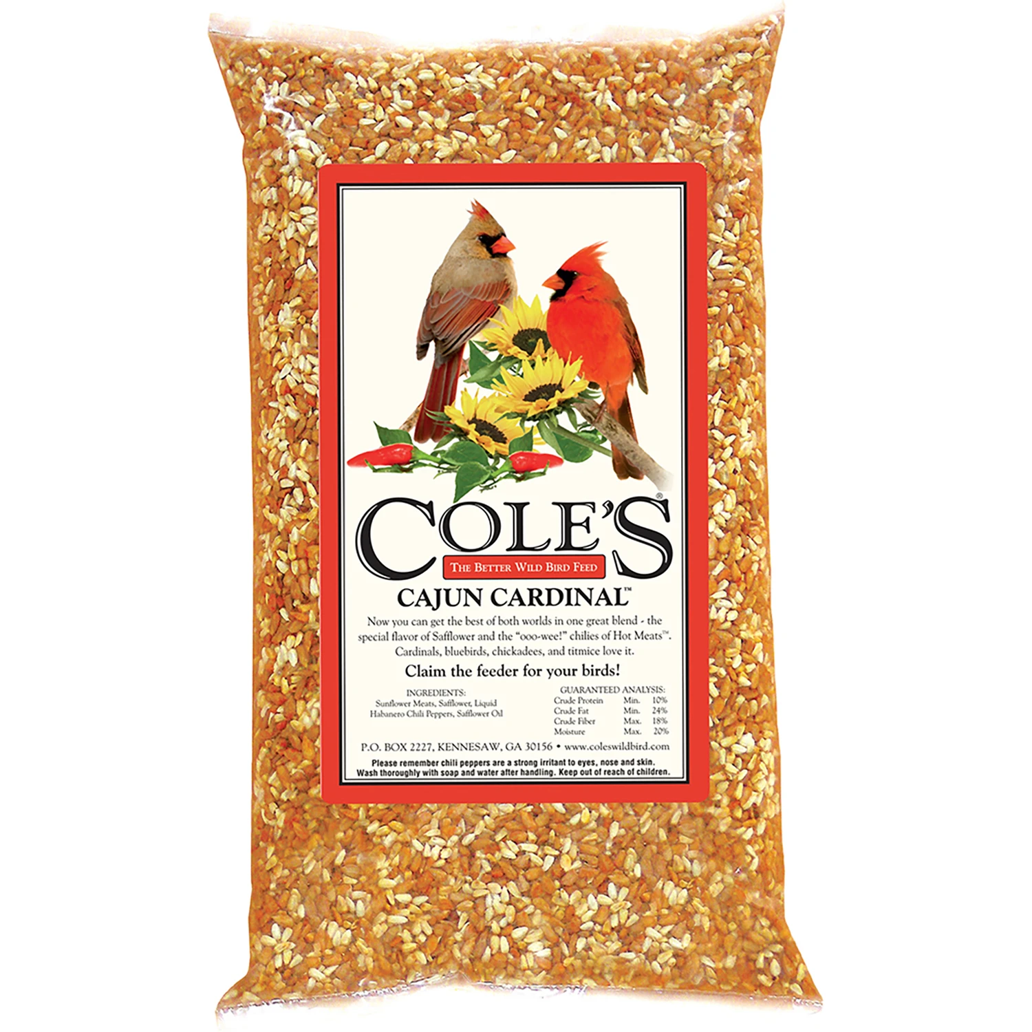 Cajun Cardinal Assorted Species Wild Bird Food 20 Lb - Sunflower Meats Blend