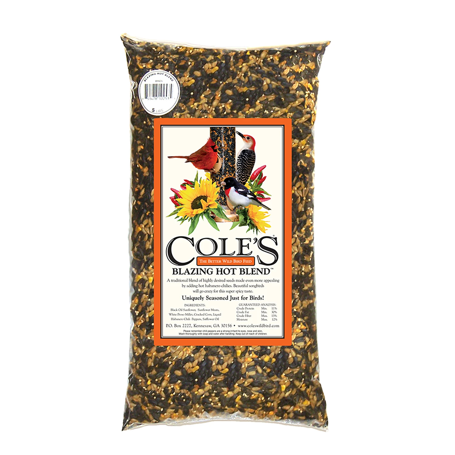 Blazing Hot Blend Wild Bird Food 5 Lb - Assorted Species With Habanero Chili
