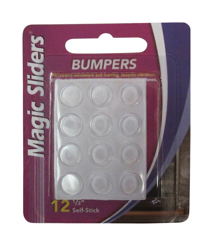 Magic Sliders Vinyl Self Adhesive Bumper Pads Clear Round 1/2 in. W X 1/2 in. L 12 pk