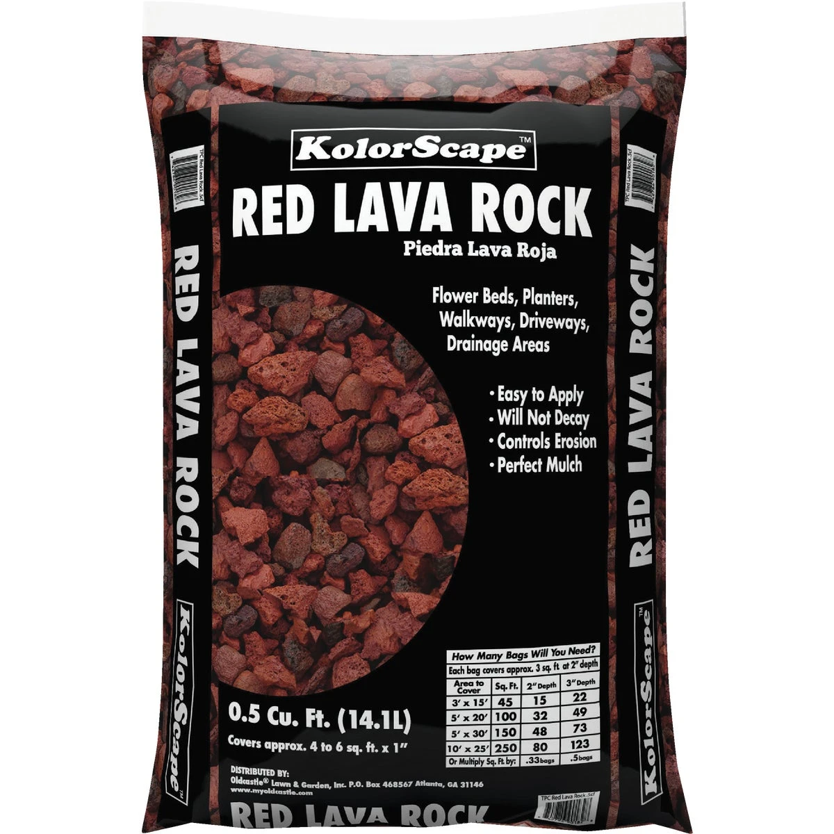 0.5 Cu. Ft. Red Lava Rock For Landscaping And Erosion Control