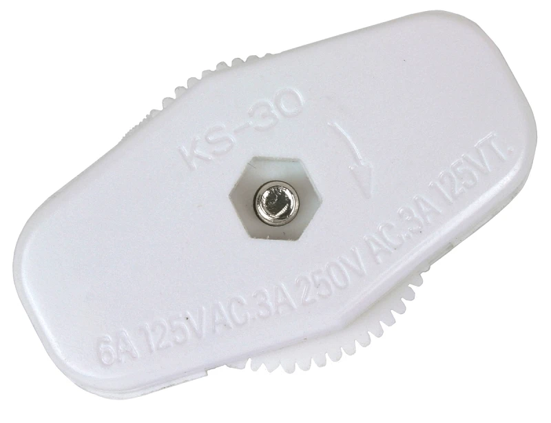 Lamp Cord Feed-through Switch, Model 88920, White Plastic